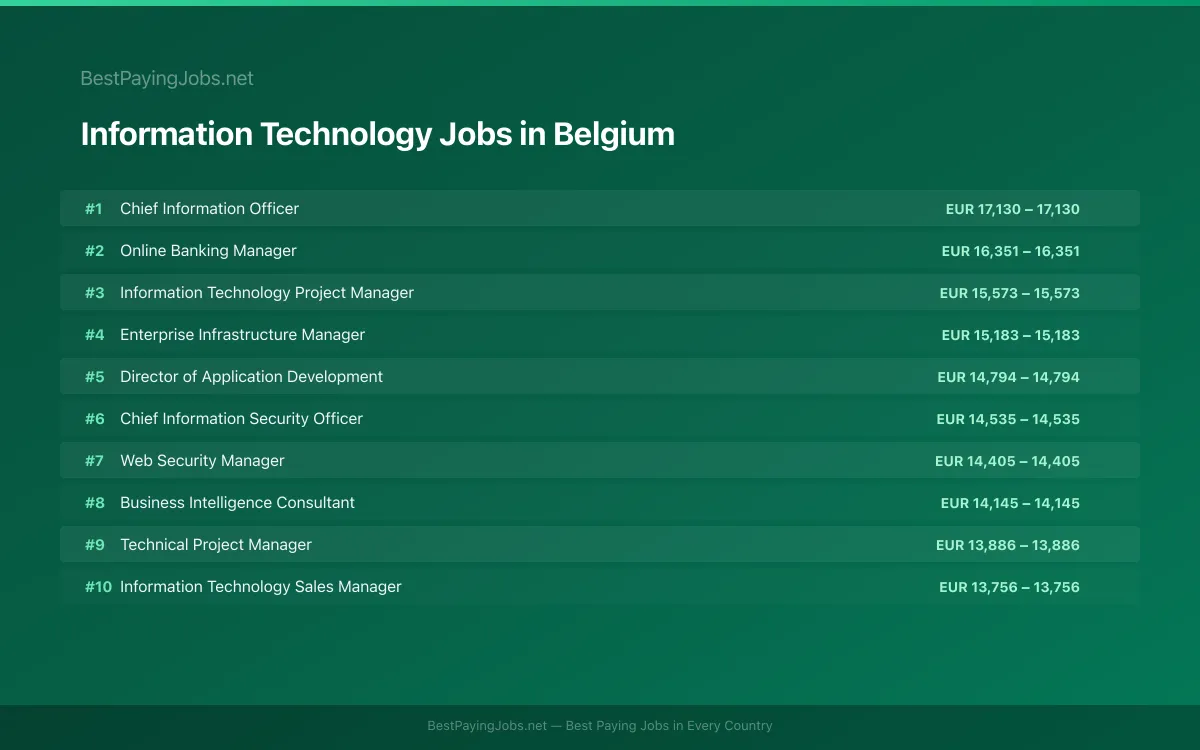 Highest paying Information Technology jobs in Belgium