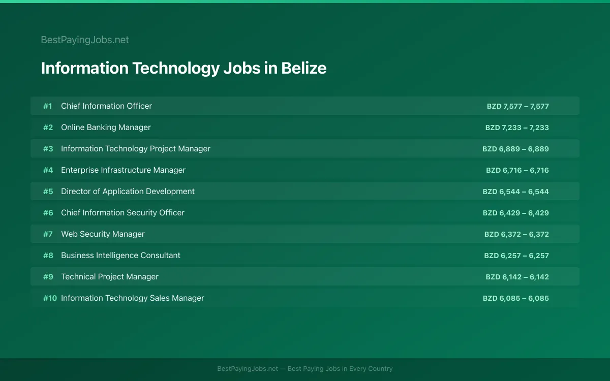 Highest paying Information Technology jobs in Belize