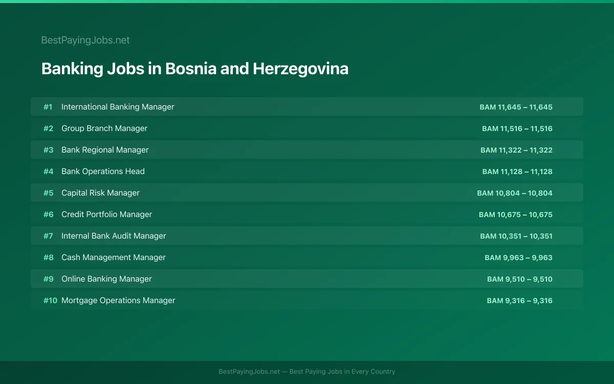 Highest paying Banking jobs in Bosnia and Herzegovina
