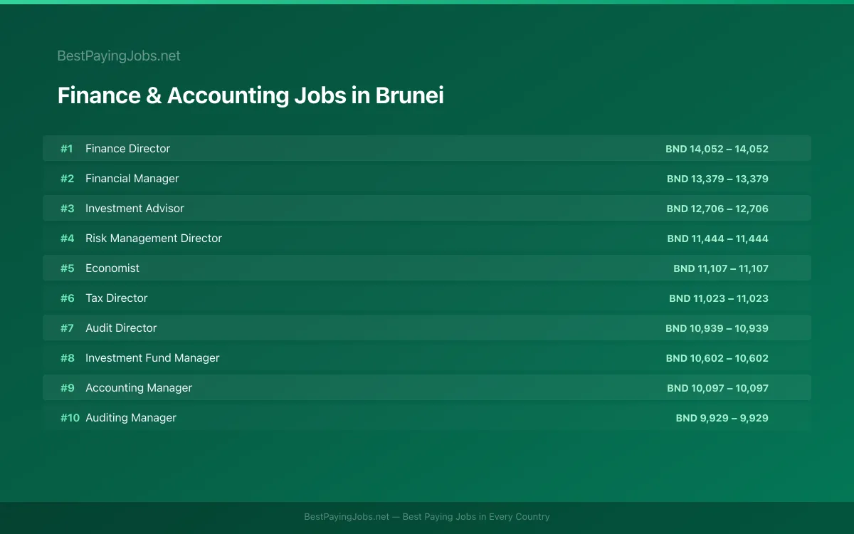 Highest paying Finance & Accounting jobs in Brunei