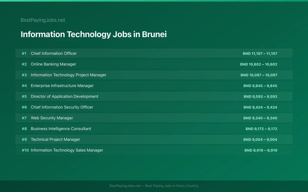 Highest paying Information Technology jobs in Brunei