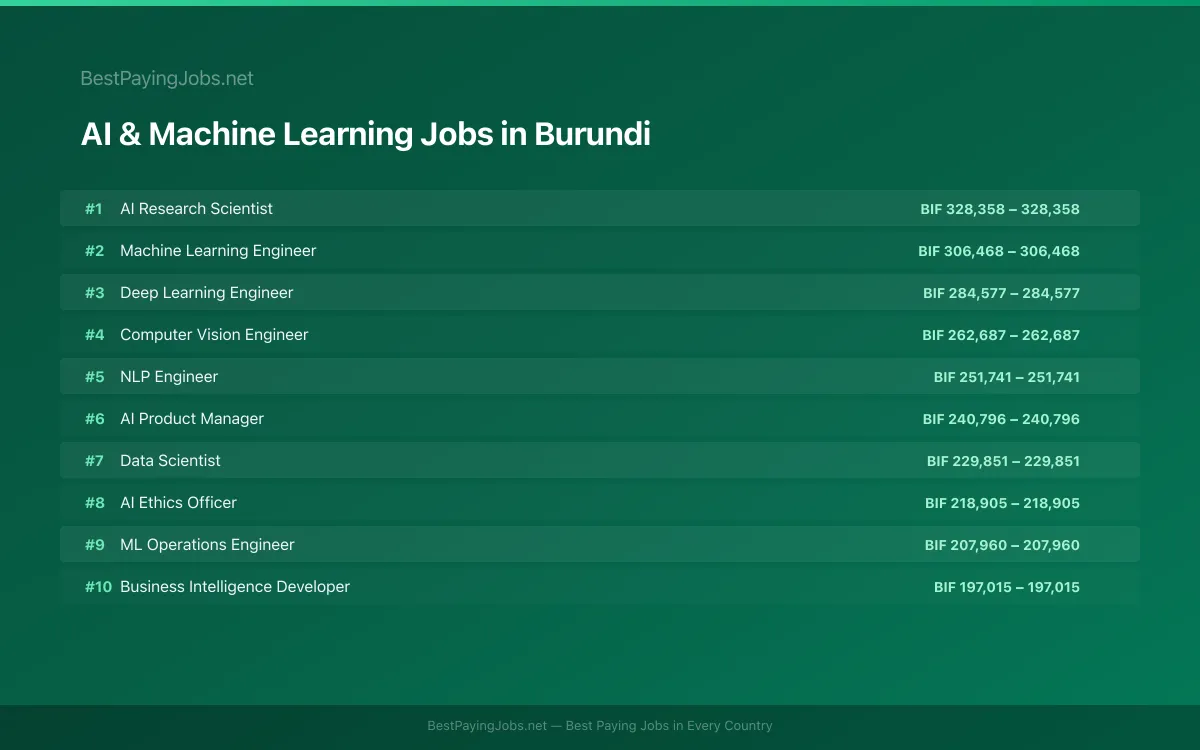 Highest paying AI & Machine Learning jobs in Burundi
