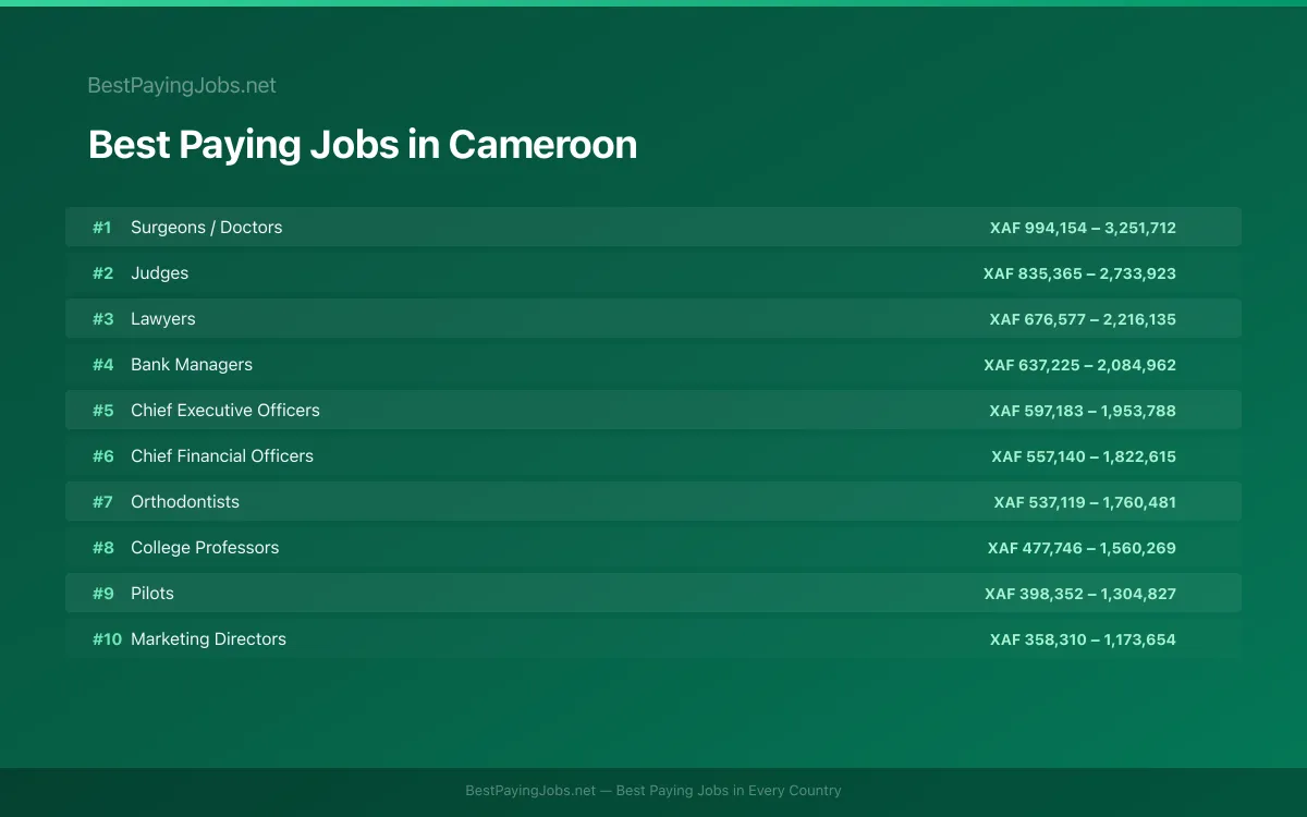 Best paying jobs in Cameroon — top careers and salaries