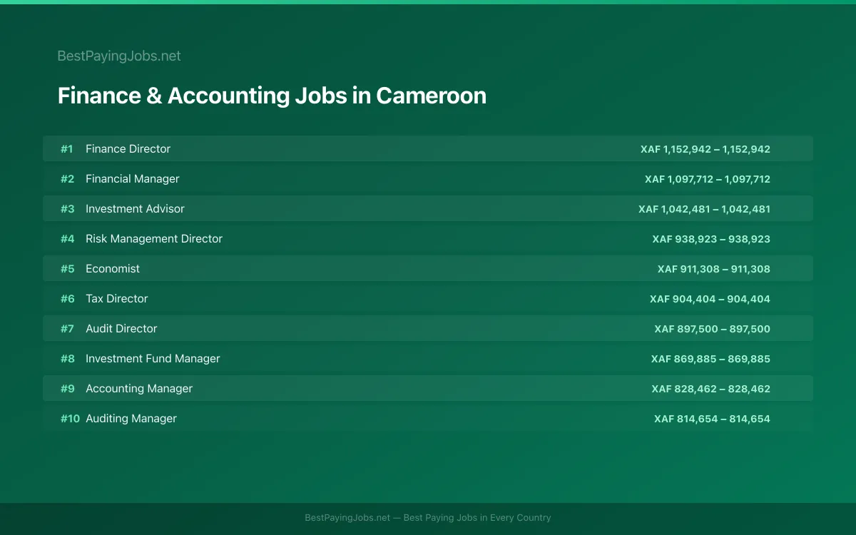 Highest paying Finance & Accounting jobs in Cameroon