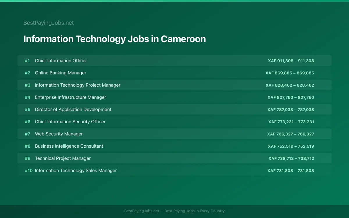 Highest paying Information Technology jobs in Cameroon