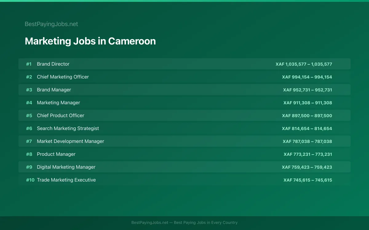 Highest paying Marketing jobs in Cameroon