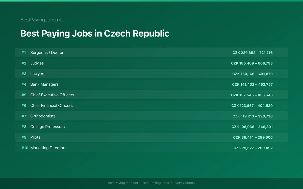 Best paying jobs in Czech Republic — top careers and salaries