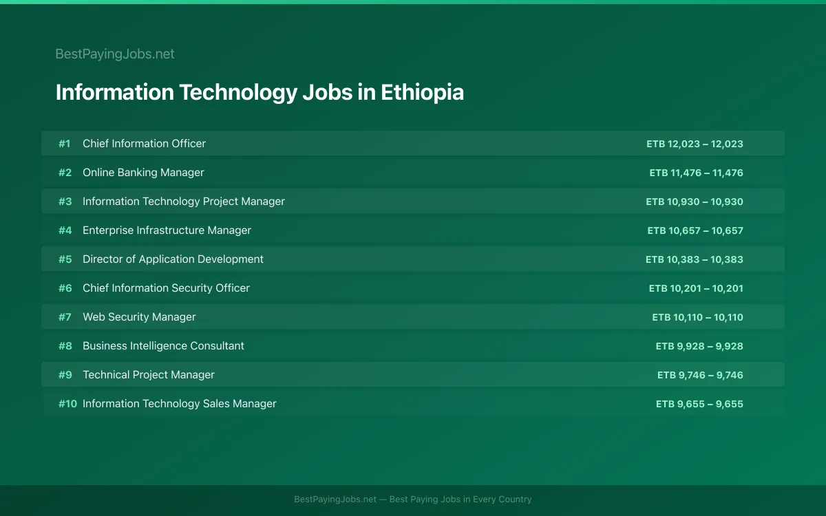 Highest paying Information Technology jobs in Ethiopia