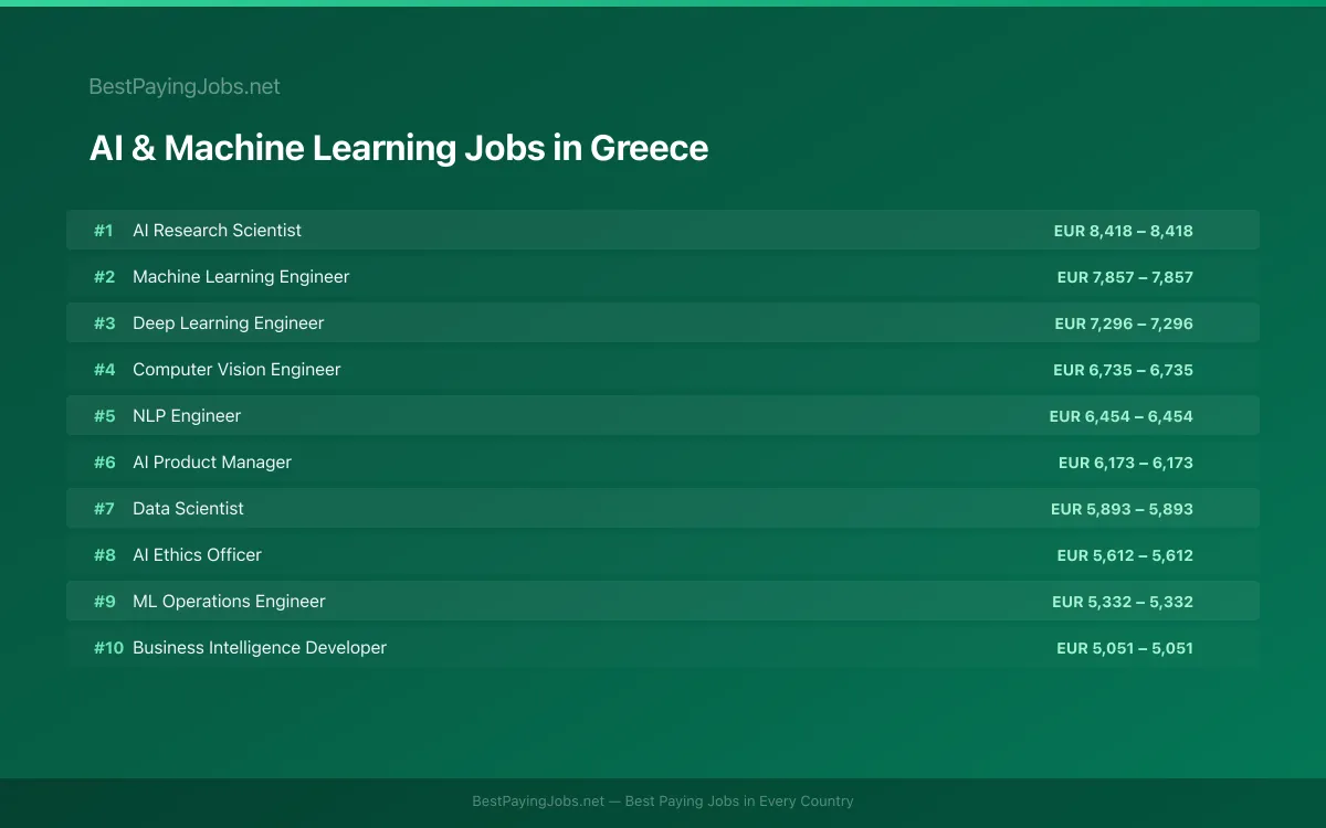 Highest paying AI & Machine Learning jobs in Greece