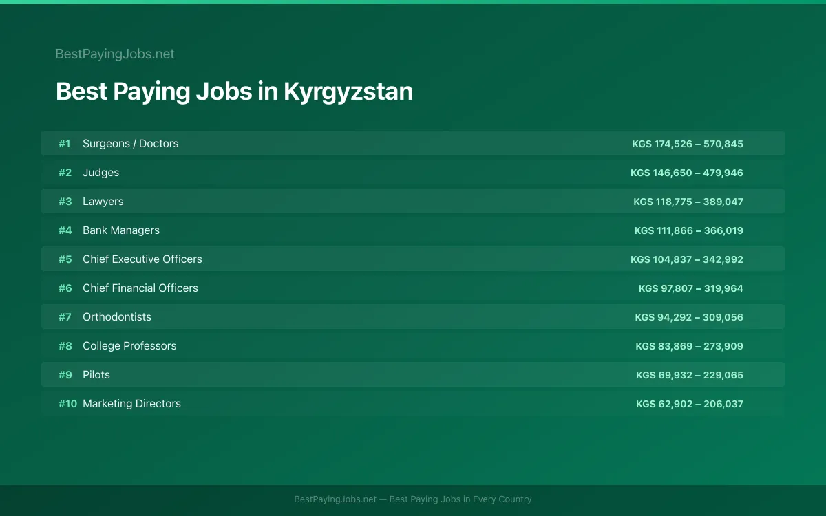 Best paying jobs in Kyrgyzstan — top careers and salaries