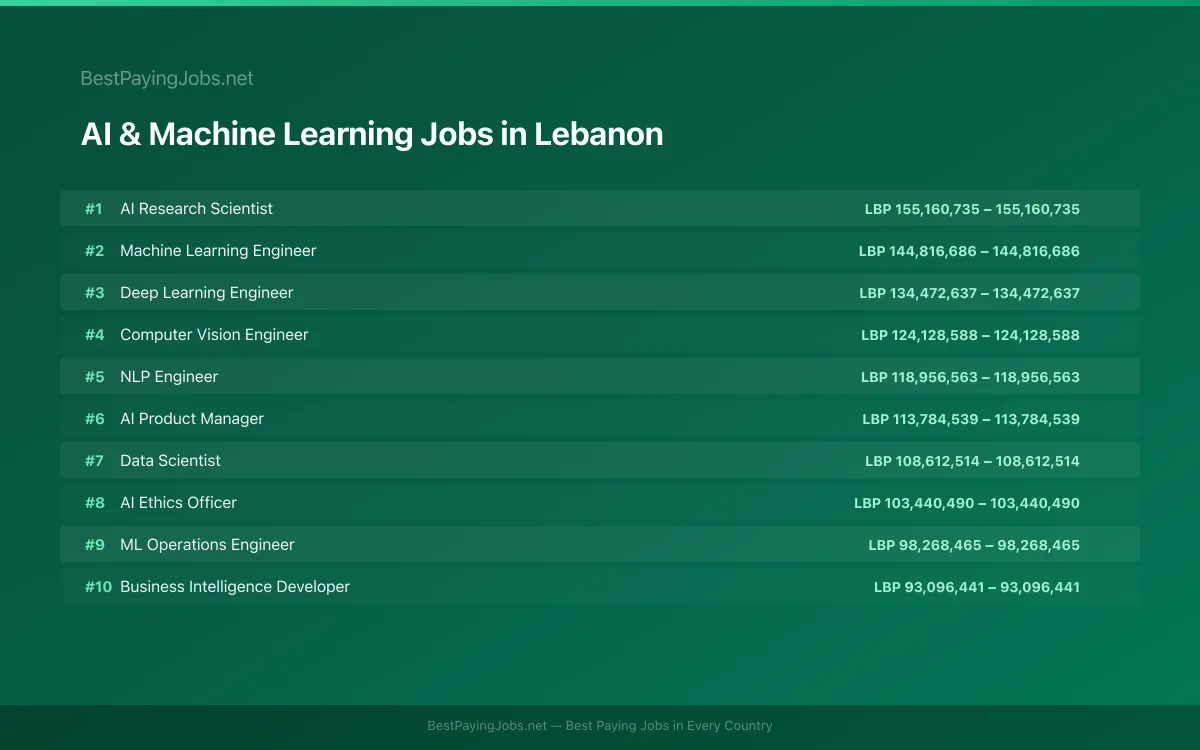 Highest paying AI & Machine Learning jobs in Lebanon