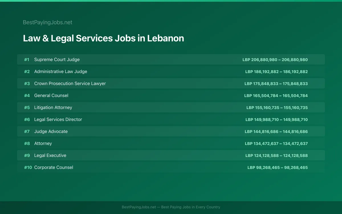 Highest paying Law & Legal Services jobs in Lebanon