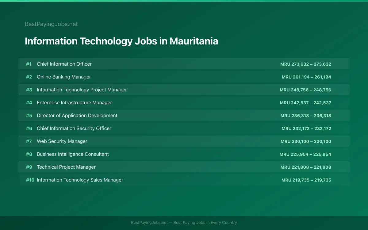 Highest paying Information Technology jobs in Mauritania
