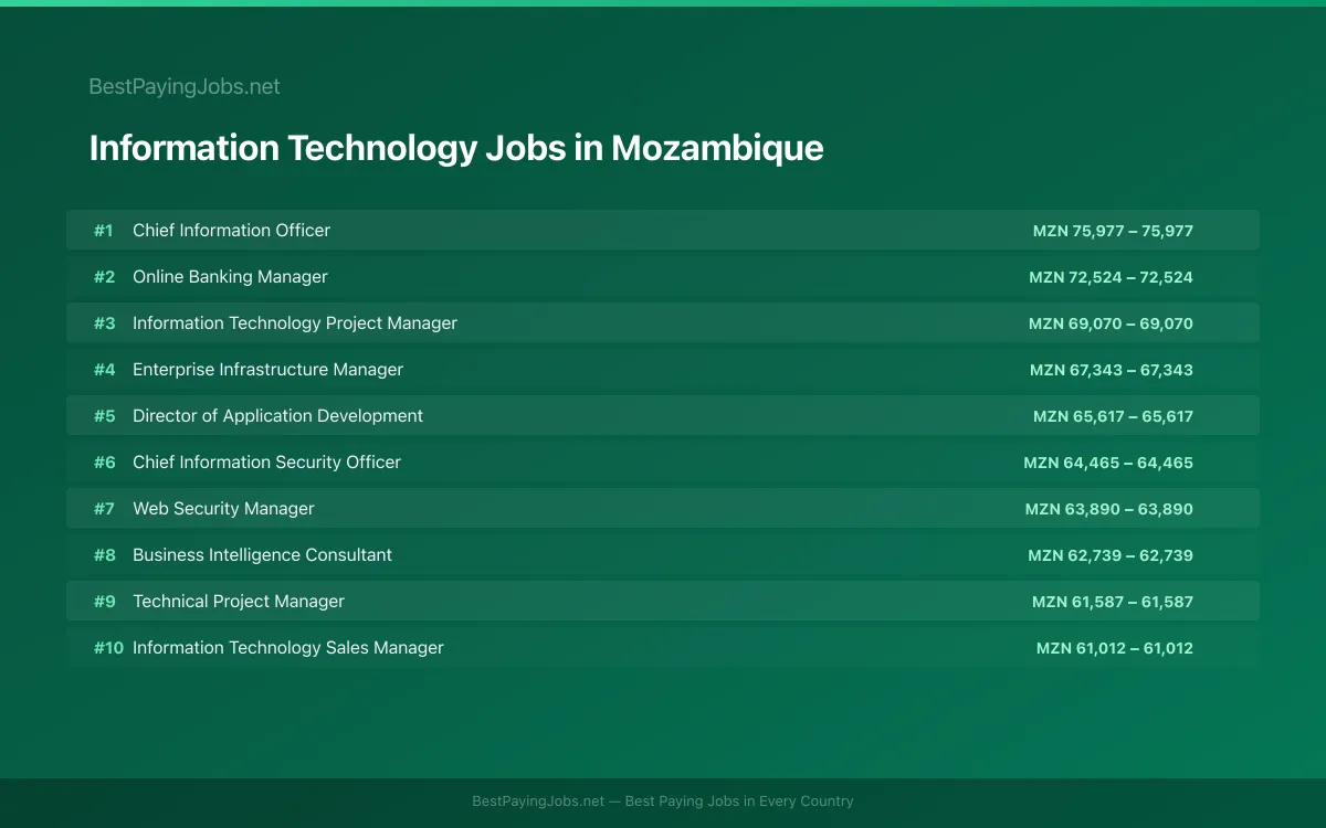 Highest paying Information Technology jobs in Mozambique