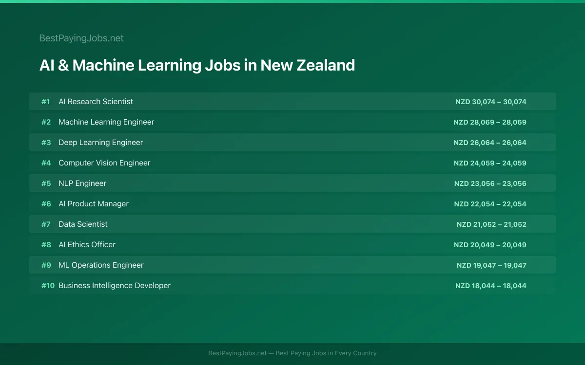 Highest paying AI & Machine Learning jobs in New Zealand