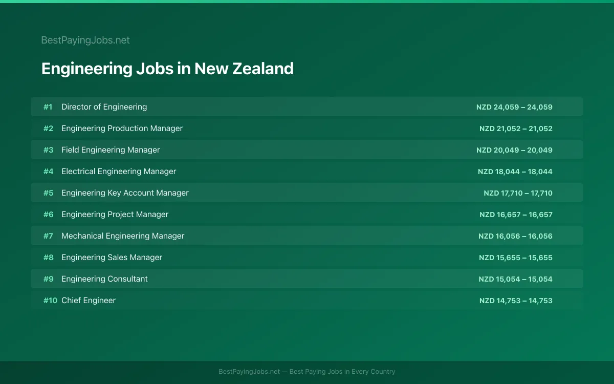 Highest paying Engineering jobs in New Zealand
