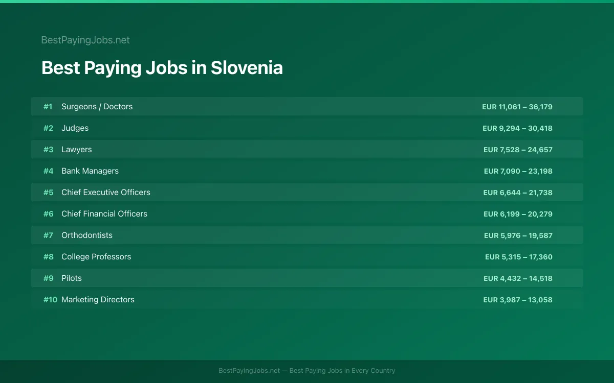Best paying jobs in Slovenia — top careers and salaries