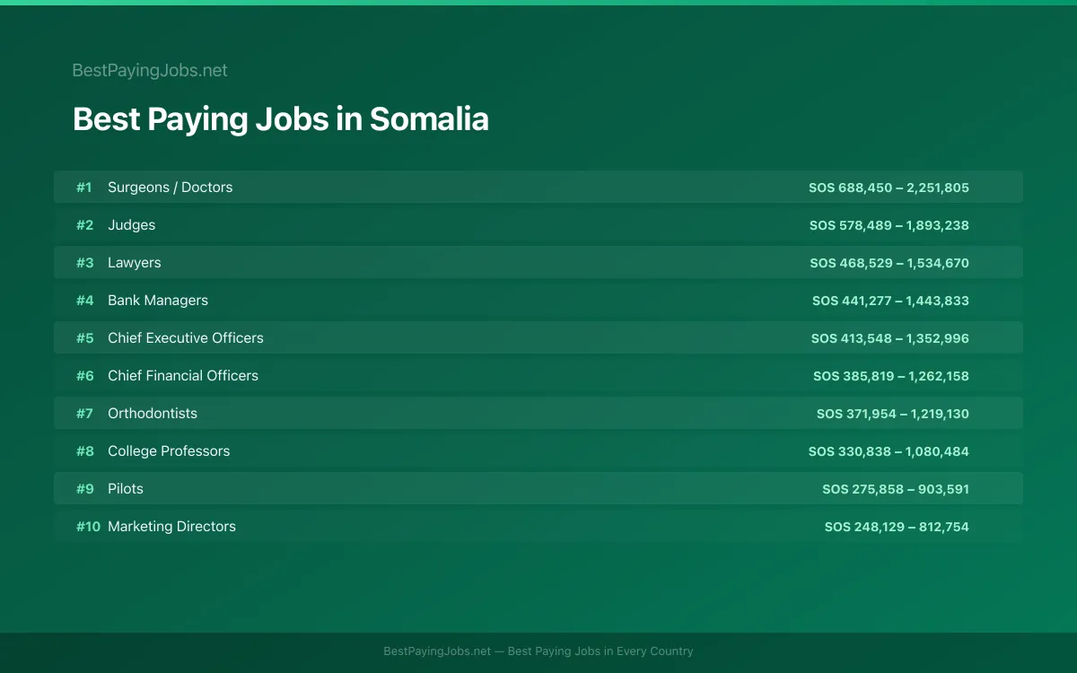 Best paying jobs in Somalia — top careers and salaries