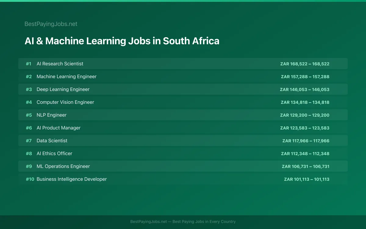 Highest paying AI & Machine Learning jobs in South Africa