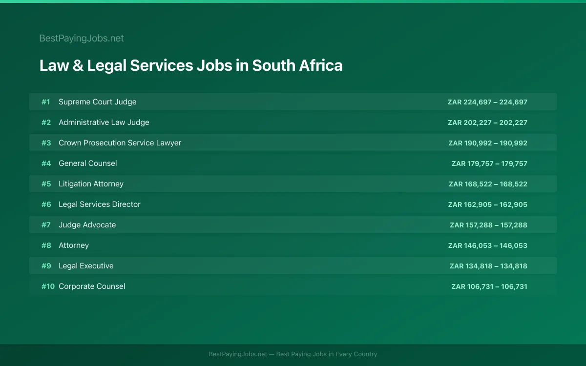 Highest paying Law & Legal Services jobs in South Africa