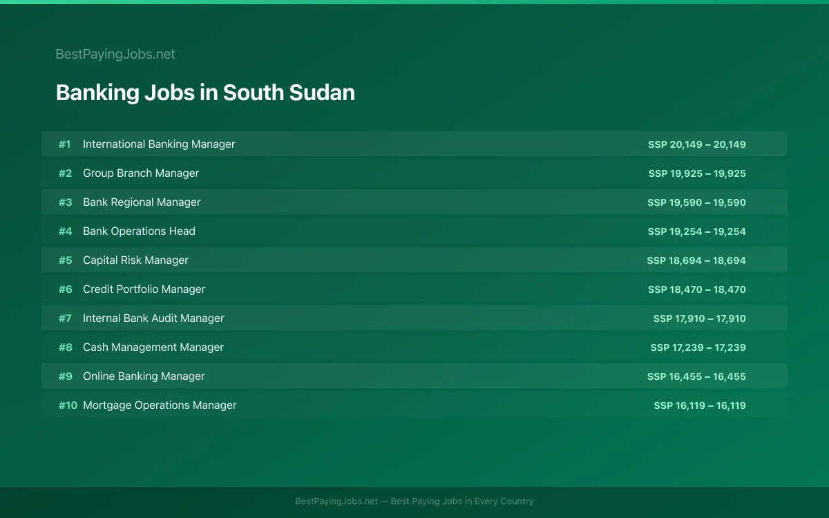 Highest paying Banking jobs in South Sudan