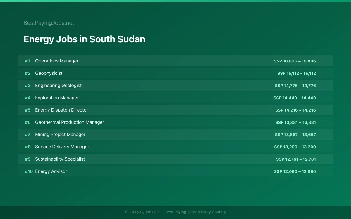 Highest paying Energy jobs in South Sudan