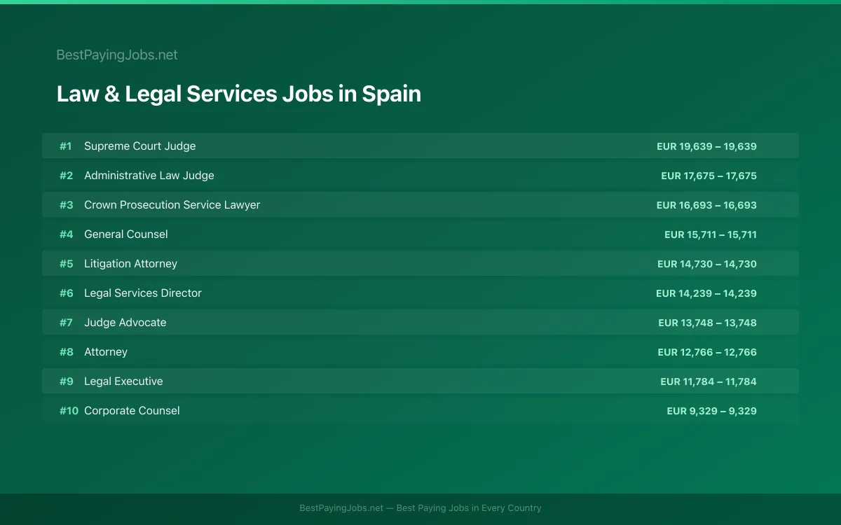 Highest paying Law & Legal Services jobs in Spain